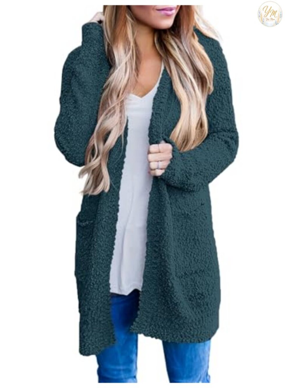 Fuzzy Chunky Oversized Cardigan Long Sleeve V-Neck Relaxed Knit Sweater